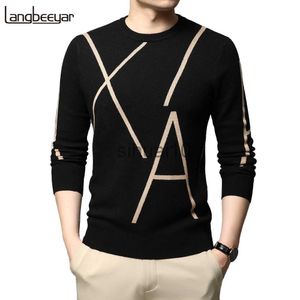 Erkek Sweaters 2023 Yeni Moda Markası Örgü Yüksek Son Tasarımcı Kış Yün Külot Siyah Süvari Adam Serin Otum Günlük Jumper Erkek Giyim J230808