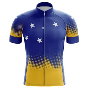 Racing Jackets HIRBGOD 2023 Men's Cycling Jersey For Chile Pro MTB Summer Sapphire Blue Quick-Dry Bike Clothes Top