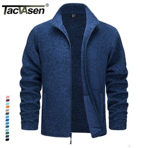 Herrjackor Tacvasen Lightweight Full Zip Fleece Mens Spring Casual Jacket Outdoor Sportkläder med fickor Stand Collar Outwear Tops 230808