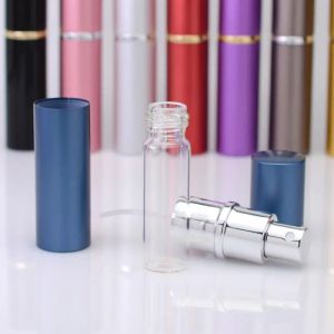 Butelka perfum 5 ml aluminiowa anodowana kompaktowa atomizer Atomiser Atomizer Zapach szklany butelka mieszana