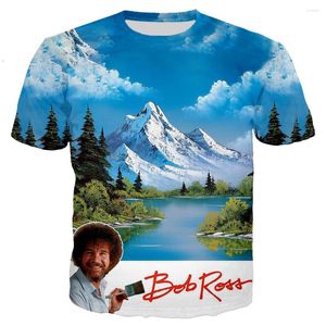 Herr t -skjortor anländer klassisk bob ross 3d tryck män kvinnor mode cool skjorta/hoodies/tröjor/väst/toppar droppe