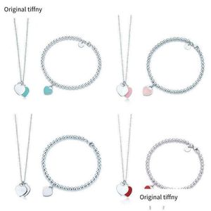 Collane con ciondolo Originale Tiffny Regalo di San Valentino 925 Sterling Sier Fashion Classic Fai da te Amore Collana Bracciale Set Mticolor Opzionale Dhzvq