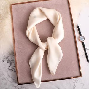 Scarves Spring And Summer 70 70cm Silk Scarf Women Solid Color Soft Silky Sqaure Small Hair Decorate Headband Wrap Hijab Lady