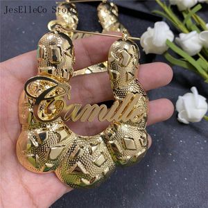 Hoop Huggie Hiphop Bamboo Sergrings Custom Name Style, настраиваемый для женских ювелирных изделий 230807