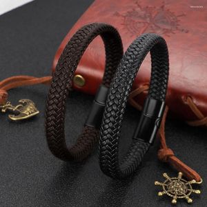 Charmarmband Simple Multi-Layer Leather Armband smycken handvävd legering Magnetiskt spänne för män Rave Pulsera Hombre 2023