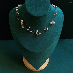 Girocollo Collana di perle d'acqua dolce naturale di moda coreana per le donne Collane a catena trasparenti con fascino barocco irregolare Matrimonio