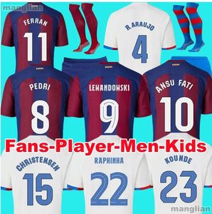 23-2024 Camisetas de football barcelona fußball trikots LEWANDOWSKI PEDRI GAVI 23 24 FC ANSU FATI FERRAN RAPHINHA DEST fußball hemd männer barca kit kinder ausrüstungen