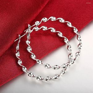 Dangle Küpeler Moda Takı 925 Sterling Gümüş 5cm Mizaç Kadını Güzel Büyük Çember Noel Hediyeleri