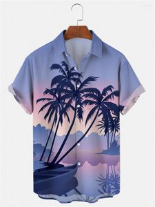 Herren-Freizeithemden, kreativer Strand, 3D-Digitaldruck, Harajuku-Szenenkarte, Solapa, kurzärmeliges Hemd, Camisa Lisa, schnell trocknendes T-Shirt