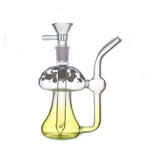 Mushroom Shape Glass Oil Burner Bongs Dab Rigs 14mm Female Small Bubbler Beaker Bong Recycler Hand Smoking Water Pipes with 30mm Ball Oil Burner Pipes