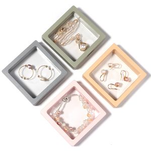 Jewelry Boxes 7x7x2cm PE Film Storage Box Packaging Case Display Gift For Ring Earrings Necklace Organizer 230808