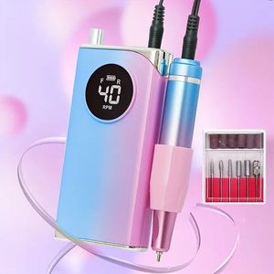 Professional Portable Nail Drill Machine - Rechargeable E-File With 6 Bits & Back Clip - Perfect for Removing Acrylic Gel at Home or Salon!