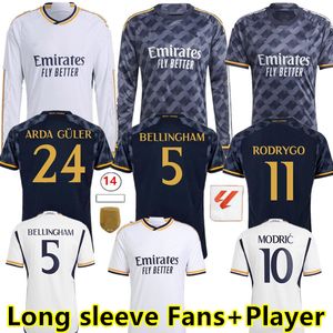 2023 Soccer Jerseys 23 24 Fotbollskjorta Real Madrids Camaveringa Alaba Modric Valverde Fjärde Camiseta -uniformer Vini Jr Bellingham Arda Guler Fans Player Long Sleeve