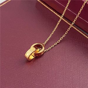 Designer Jewelry Clover Necklace Stainless Steel Fashion Oval Rings Clavicular Chain Choker Gold Dual Ring Pendant