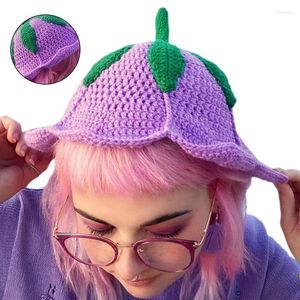 Berretti Fashion Beanie Hat per donna Ragazze Crochet Fruit lavorato a maglia berretto in filato di lana secchio Y2K dolce copricapo per adulti