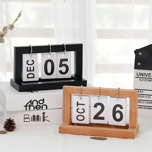 Calendário vintage de madeira para casa café desktop decorativo ornamentos rústicos faça você mesmo flip planner mesa perpétua material de escritório 230808