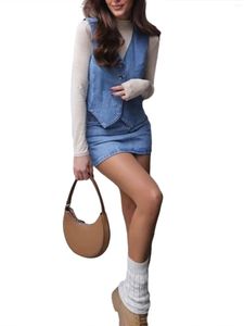 Women's Tanks Women S Stylish Sleeveless Denim Vest With Button Closure - Trendy Vintage Jean Waistcoat For A Chic Streetwear Look