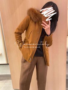 Women Jacket Autumn e Winter Loro Cashmere Fox Fur Coat Piana marrone