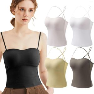 Camisoles & Tanks Lingerie With Stomach Control Women Camisole Shelf Bra Tank Tops Adjustable Spaghetti Strap Sweat For Waist Exercise Board