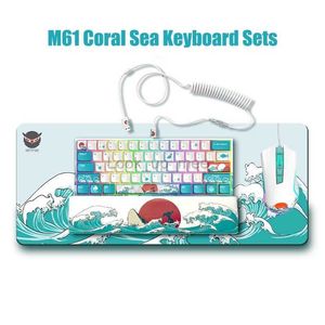 XVX M61 60% MECHANICZNE KLACZNIKA Coral Sea Motyw bezprzewodowy Ultra-Compact Gamer Keyboard SetrGB Podkreślenie PC Gateron Switch HKD230808