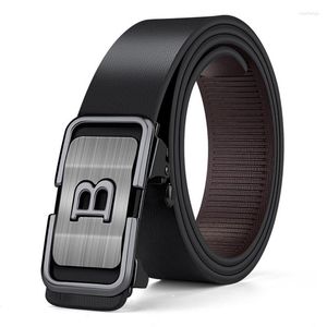 Belts 2023 Fashion Black Letter Belt Men's B Automatic Buckle 3.5cm Wide Leather Casual High Quality Croskin Ceinture Homme