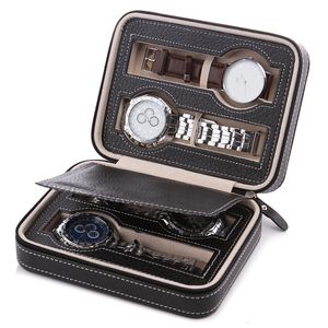 Smyckeslådor 4Position Watch Box Accessories Display Case Storage Bag Travel Pu Leathe Watches Organizer Zipper 230808