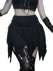 Spódnice Kobiety w stylu kraciastym Tartan A-line-line Y2K wysokim talia plisowana midi Halloween Gothic School
