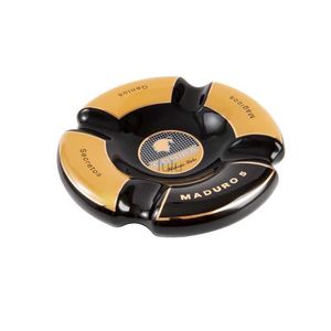 COHIBA High-End Ceramic Ashtray for Cigars - Classic Round Design with 4 Slots, Durable China Ceramic Craftsmanship, Elegant Smoking Accessory