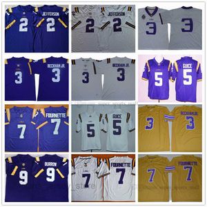 NCAA Leonard Fournette Jerseys LSU Tigers College Football 72 Джастин Джефферсон 3 Оделл Бекхэм-младший Джерси АКК Оранжевый зеленый белый 5 Дерриус Гис 9 Джо Берроу S-2XL