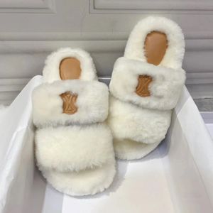 Designer sapato triunfo fofo sandale slide mulher plana slides pena moda pele homens lã chinelo plataforma chinelos teddy bear house viagem sandália inverno tazz fuzzy