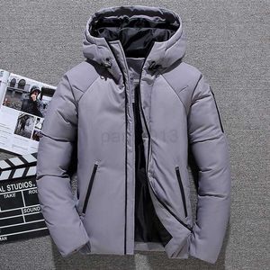 White Duck Down Jackets Men Warm Coat Winter Thick Hooded Mens Solid Color Down Jackets Outerwear Parkas Casual Windproof Coat