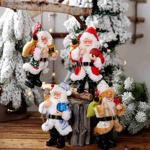 Juldekorationsförsörjning harts Santa Claus Ornament Standing Small Doll Ornament Doll Pendant Kids Navidad Gifts L230620