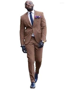 Men's Suits Dark Brown Outfit Men Wedding Costume Homme Man Blazer Trousers 2Pcs Jacket Pants Bridegroom Groomsmen Tailor-made Clothes