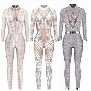 Kvinnors jumpsuits kvinnor sexig smal jumpsuit cosplay kostym halloween fest 3d tryck bodysuit fancy kläder