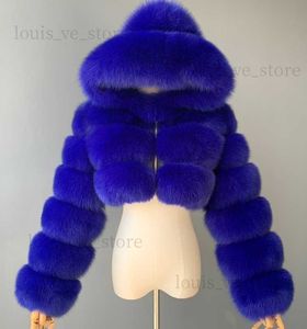 Fur Faux Coats and Jackets Kobiety puszysty płaszcz górny z kapturem długie rękaw Natura Kolor zimowe płaszcze Manteau Designer Designer Womean Clothing Et Cropped T230808