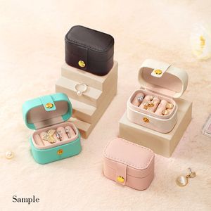 Smyckeslådor Portable Mini Box Organizer Travel Ringörhängen Holder Display Case Pu Leather Storage Gifts 230808