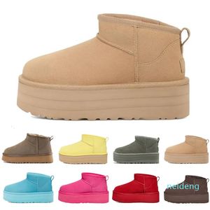 Designer -Mini Platform Snow Boots Women Over Classic Black Chocolate Moss Green Red Sky Blue Pink Yellow Men Women Designer Booties Boot