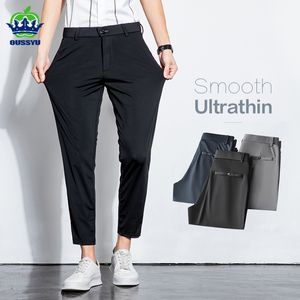 Men s Pants Summer Stretch Ankle Length Suit Men Thin Business Solid Color Slim Casual Formal Office Trousers Male Plus Size 28 40 230808