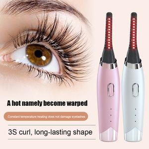 Eyelash Curler Mini Electric Eyelash Curler Uppvärmda ögonfransar Curling Beauty Makeup Tool Långvarig LUSH Lifting Accessories Strykkam 230808