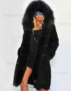 Wholesale-New Winter Coats Women Jackets Real Large Raccoon Fur Collar Thick Cotton Padded Lining Ladies Down Parkas Plus Size S-2XL T230808