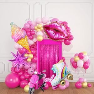 Andra evenemangsfestleveranser 125 PCS Pink Balloon Garland Arch Kit Skate For Theme Birthday Girl Kiss Summer Decorations 230808