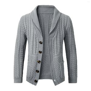 Męskie swetry męskie wełniane wełniane płaszcz Swater Soild Kolor Długie rękaw wakacje na przycisk na zewnątrz swetra męska jesienna i zimowa tunik