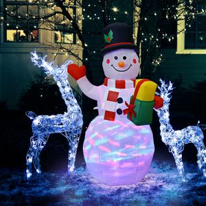 5 ft Tall Snowman Christmas Thinkingables Blow Up Uppblåsbara w/inbyggda färgglada LED-lampor