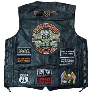 Gilet da uomo Giacca da motociclista Gilet in pelle da uomo Giacca da motociclista da auto da corsa senza maniche ricamata moda Quattro stagioni Gilet punk da uomo 230807