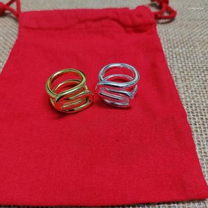 Cluster-Ringe, die Retro Small Crowd Design Mode Galvanik 925 Silber 14k Gold Unregelmäßige Form Trend Ring Urlaub Schmuck Geschenk verkaufen