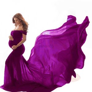 출산 드레스 긴 출산 사진 소품 임신 사진을위한 임신 드레스 어깨에서 임신 한 드레스 여성 Maxi Maternity Gowns HKD230808