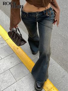 Jeans da uomo Rockmore Vintage per donna Pantaloni svasati a vita bassa estetici Moda cyber y2k Pantaloni denim streetwear femme Retro coreano 230807