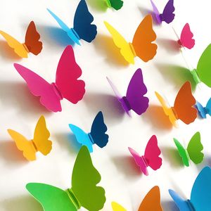 Wall Stickers 30pcs 3d Pvc Multicolor Butterfly Art dcal living Room Solid Color Butterflies For Home decor Mural DIY Decals 230808