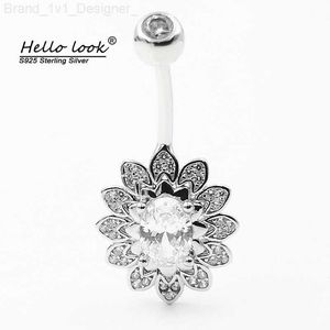 Hellolook 925 Sterling Silver CubicZircon Navel Piercing Jewelly Fashion Belly Dance Belly Botton Ring Body Jewelry L230808