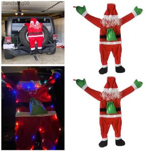 Santa Claus Pendant Festive Fairy LED Light Christmas Ornaments for Home Yard Window Parties Decoration L230620